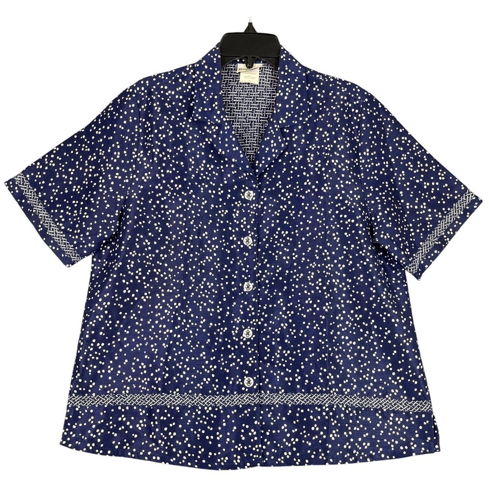 Bonworth Polka Dot Button Up Size‎ M Grandmacore Cottagecore Travel Vintage 80s
